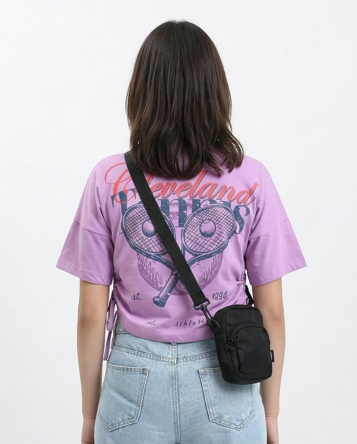 RAVIN Women’s Cinch-Side Graphic "Cleveland Tennis" T-Shirt – Lavender - R210798