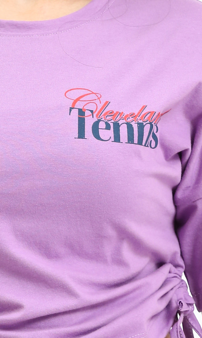 RAVIN Women’s Cinch-Side Graphic "Cleveland Tennis" T-Shirt – Lavender - R210798