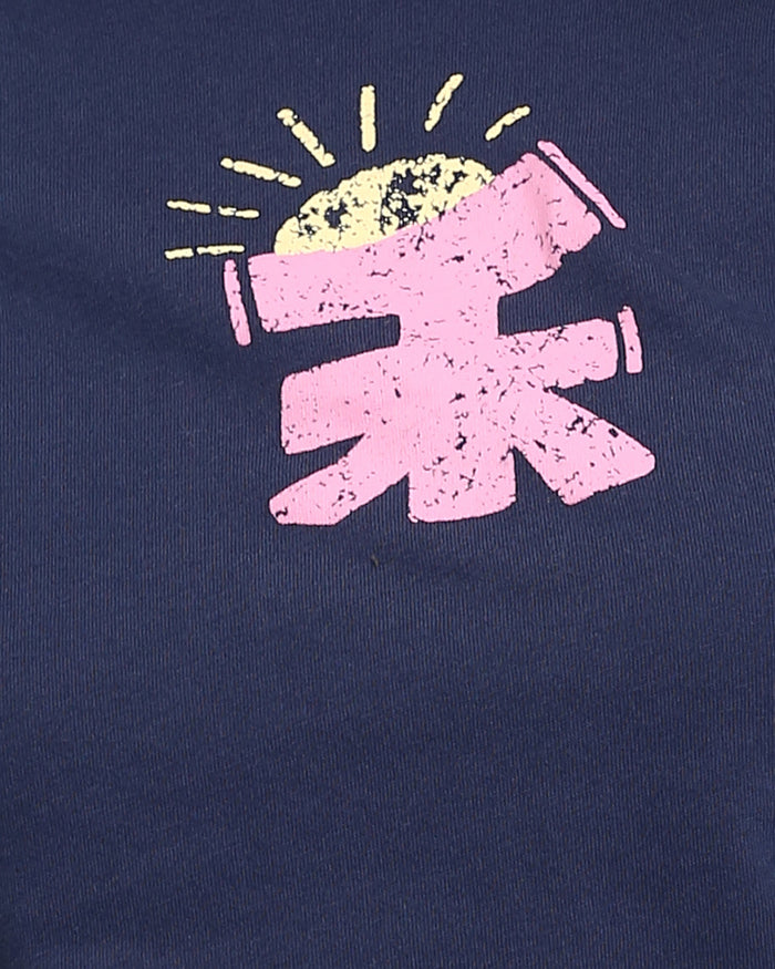 Ravin Women’s Cinched-Side Graphic Tee – Navy Blue Distressed Print - R207870