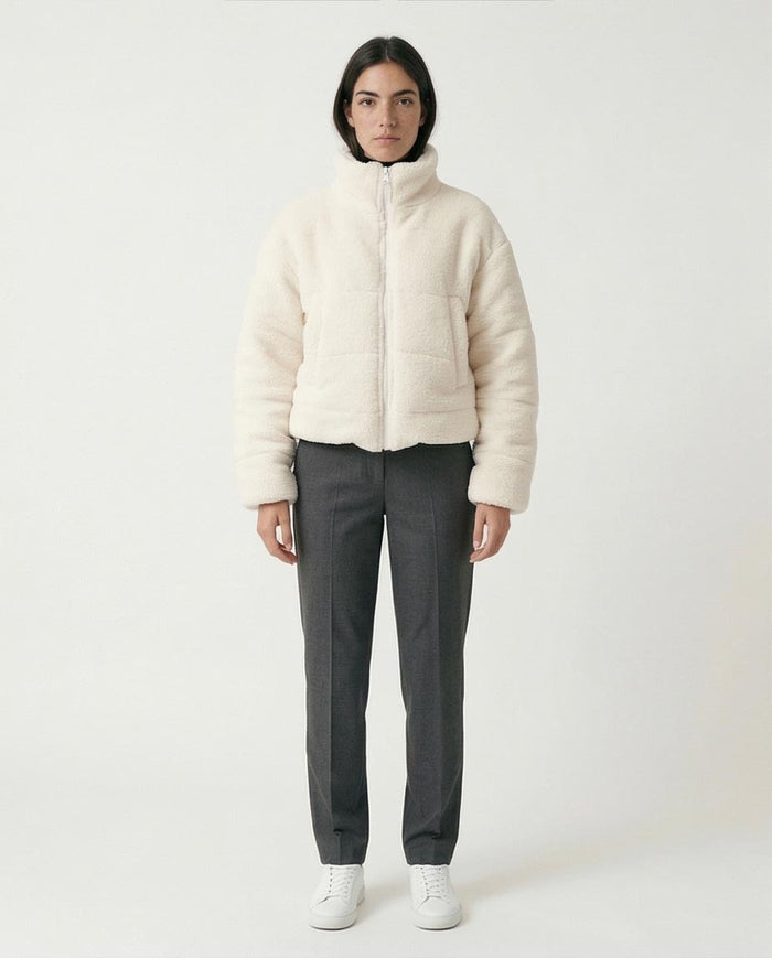 Ravin Women's Cropped Sherpa Puffer Jacket – Cream - O199092