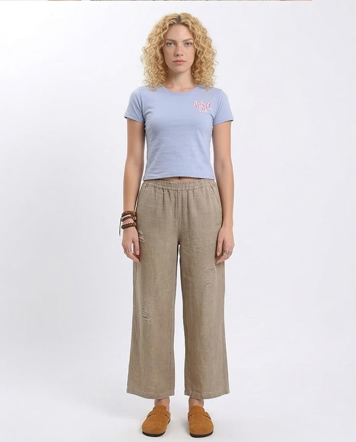 Ravin Women's "Flower Girl" Cropped Graphic T-Shirt - Periwinkle Blue - R208602