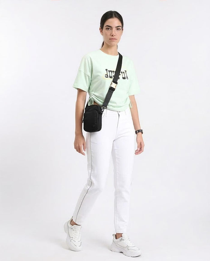 Ravin Women's Joyful Ruched Side Graphic T-Shirt – Mint - R209236