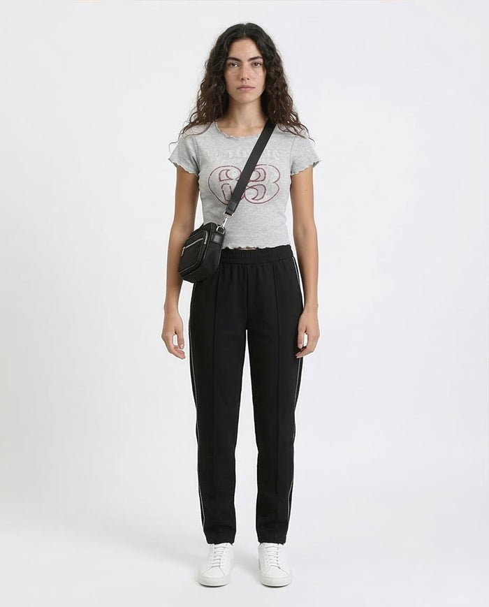 Ravin Women’s Lettuce-Edge Graphic Baby Tee - Heather Grey - R205869