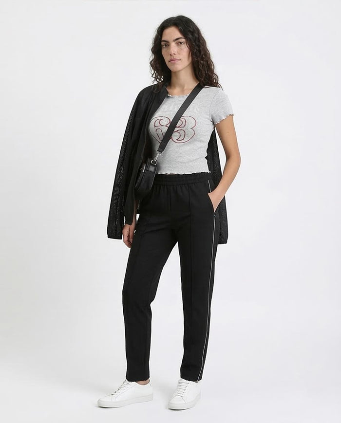 Ravin Women’s Lettuce-Edge Graphic Baby Tee - Heather Grey - R205869