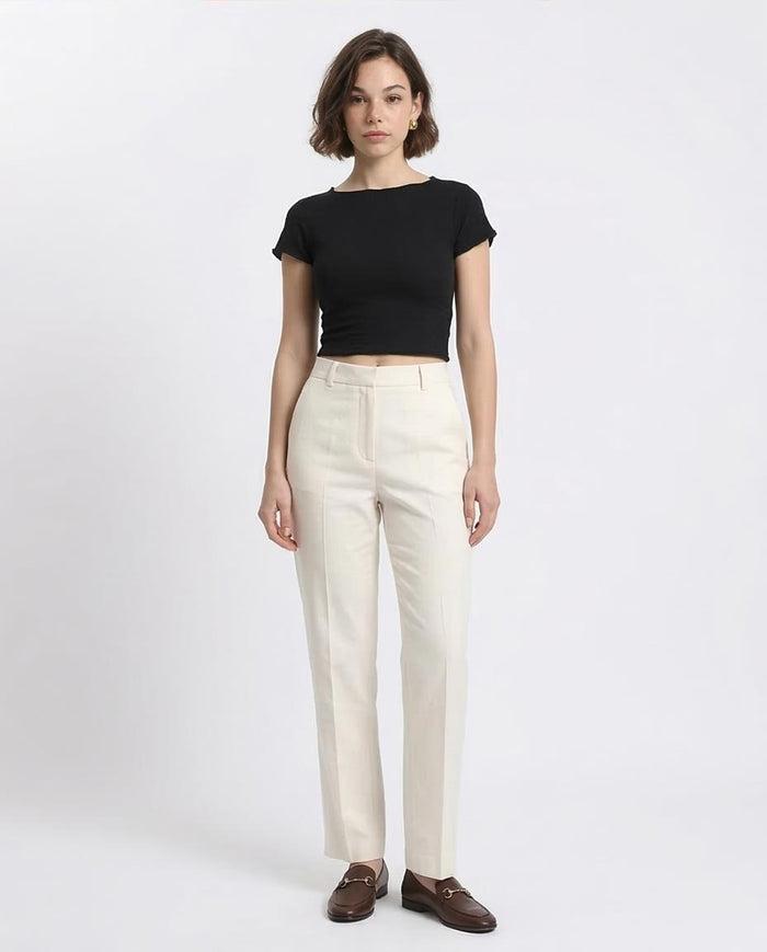 Ravin Women's Lettuce-Trim Ribbed Crop Top - Black - R206378