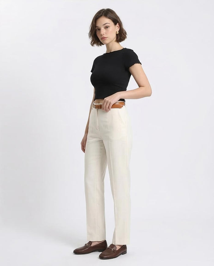 Ravin Women's Lettuce-Trim Ribbed Crop Top - Black - R206378