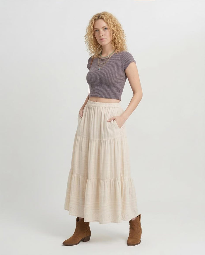 Ravin Women’s Mauve Speckled Ribbed Crop Top - Grey -R205511