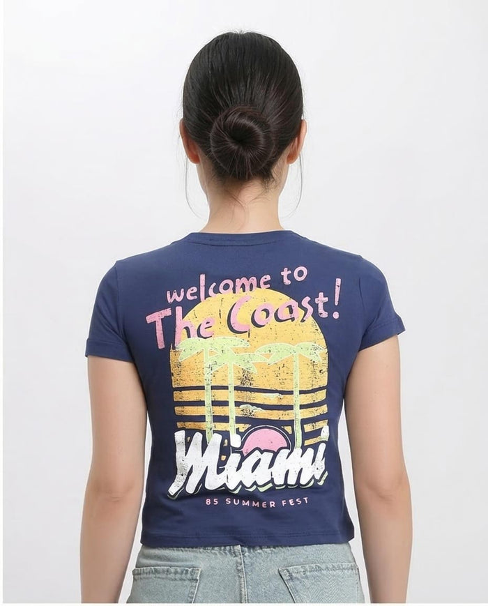 Ravin Women's Miami Summer Fest Graphic T-Shirt - Navy - R205862