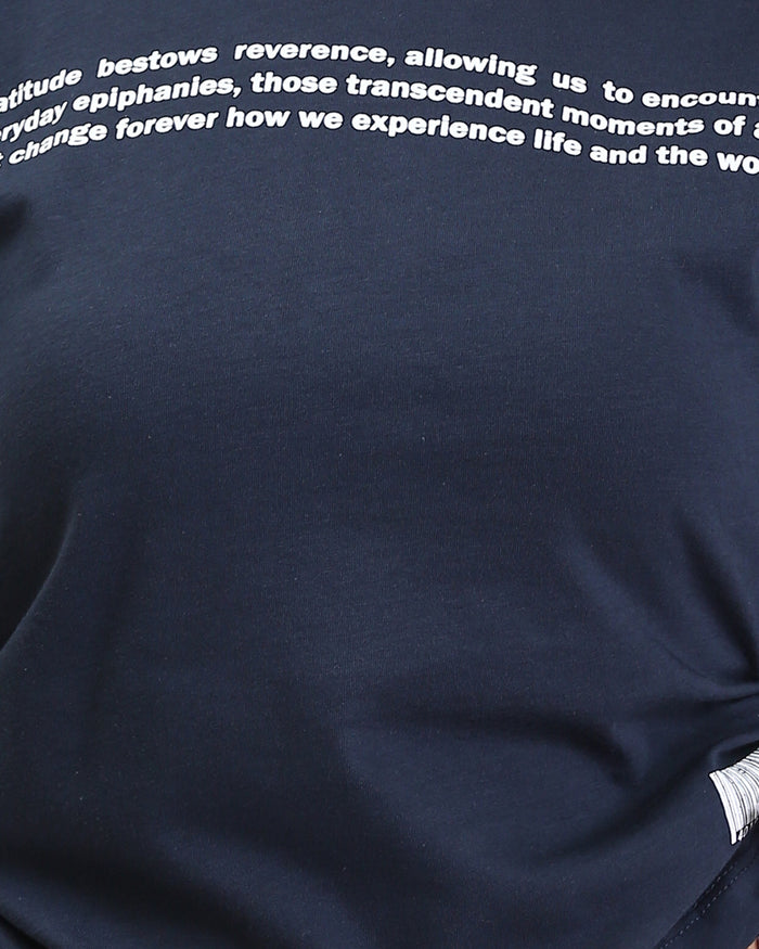 Ravin Women's Navy Oversized Graphic T-Shirt with Side-Cinch Drawstrings - R207871