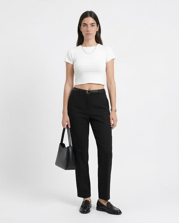 Ravin Women’s Rib-Knit Lettuce-Edge Crop Top – White - R206520