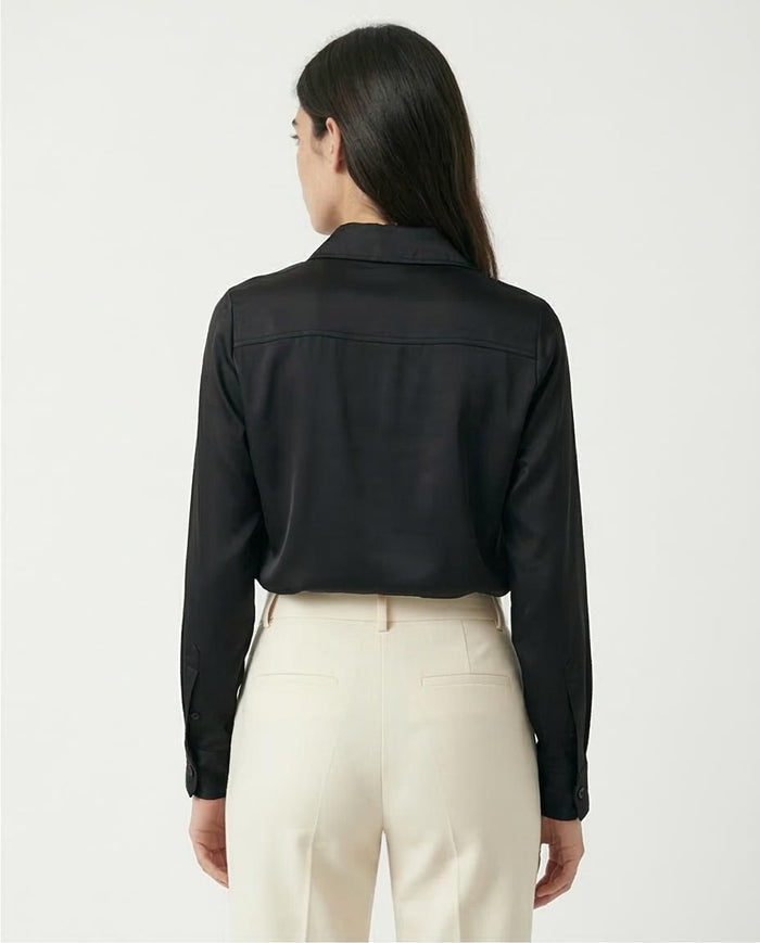 Ravin Women’s Sateen Finish Long-Sleeve Button-Down Shirt — Black - R206564