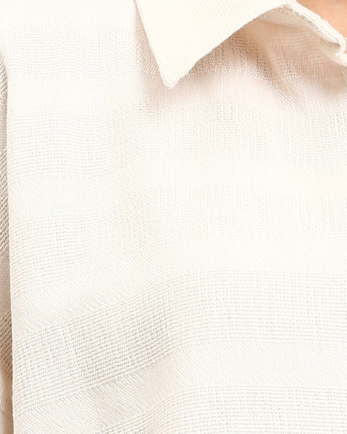 Ravin Women’s Textured Seersucker Boxy Short-Sleeve Shirt - Off-White - R208599