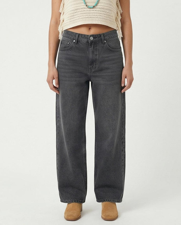 Ravin Women's Washed Grey Wide-Leg Denim Jeans