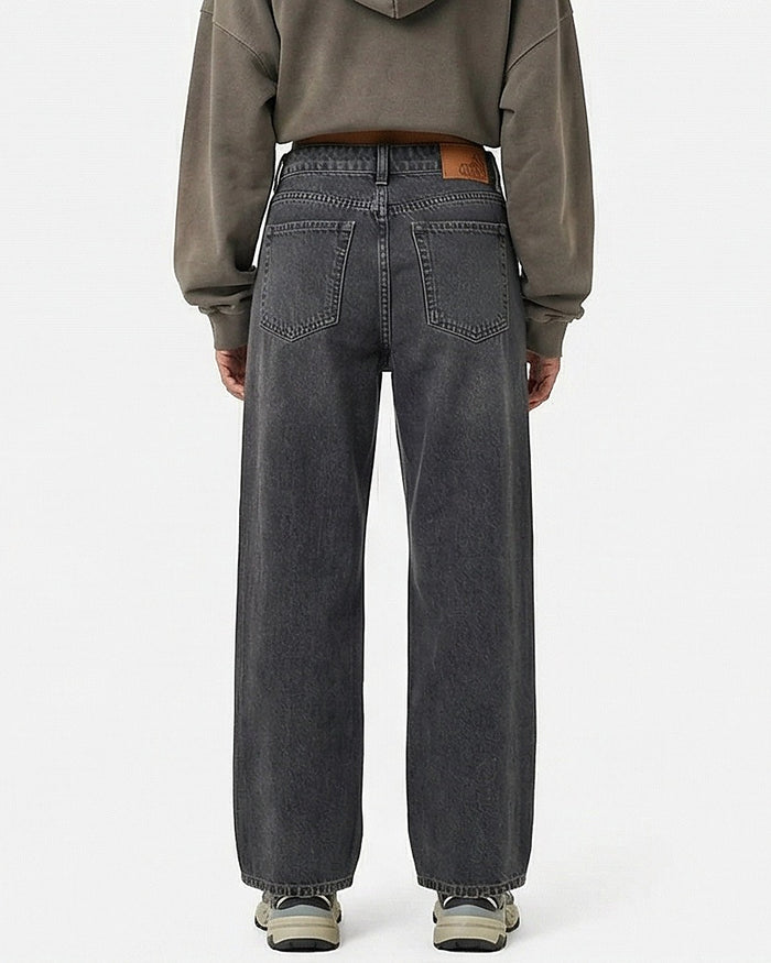 Ravin Women's Washed Grey Wide-Leg Denim Jeans