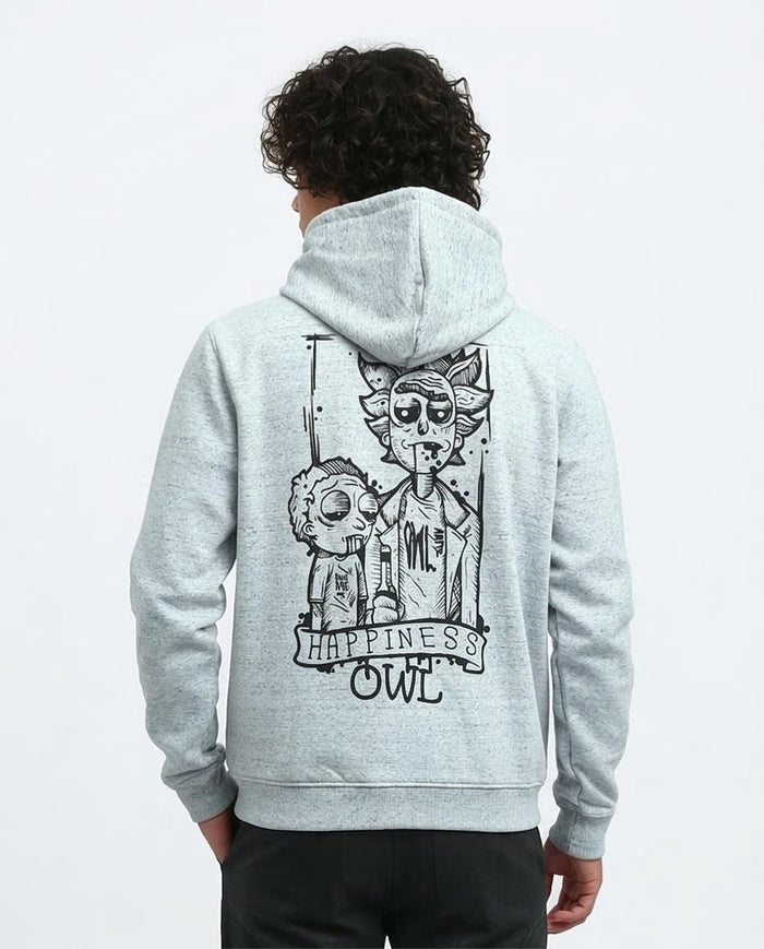 Ravin x Rick and Morty "Happiness Owl" Heather Grey Graphic Hoodie - o197333