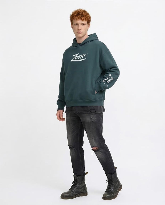 Ravin x Zorro "The Swordsman" Heavyweight Graphic Hoodie – Dark Teal - O199184