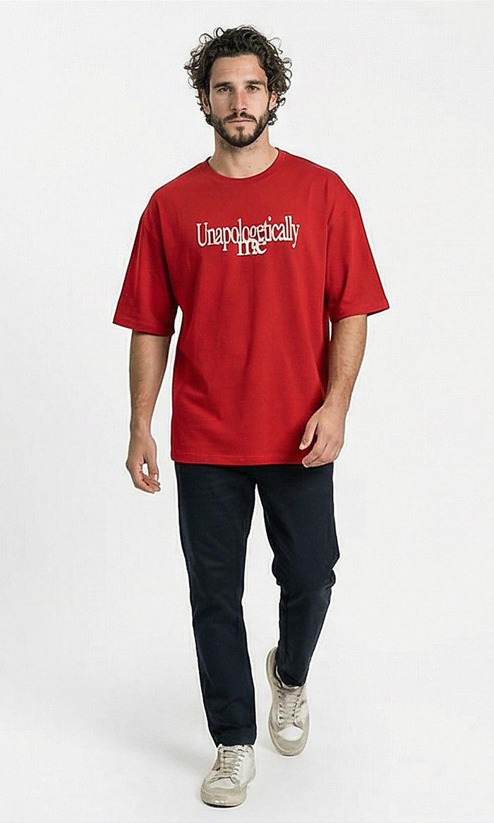 Red Unapologetically Me Graphic Oversized Tee - R216293