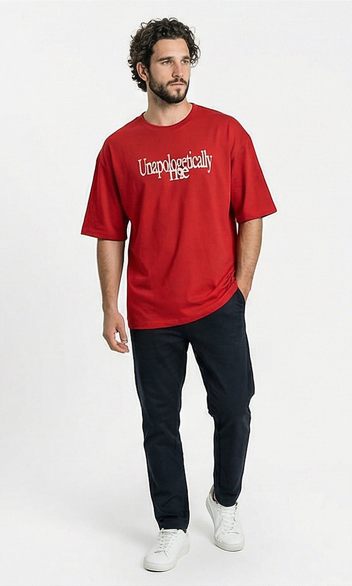 Red Unapologetically Me Graphic Oversized Tee - R216293