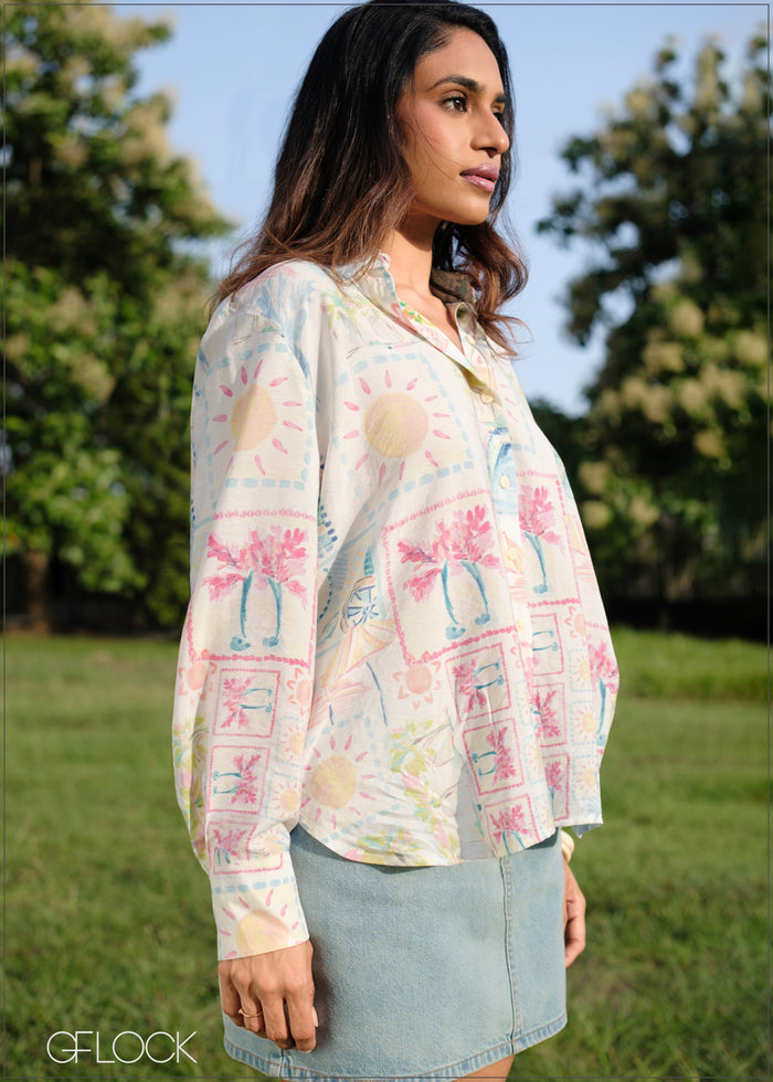 Reverse Printed Oversized Shirt - 160726
