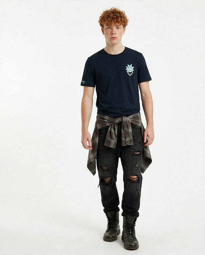 Rick and Morty Wubba Lubba Dub-Dub Navy Graphic Tee - O198040