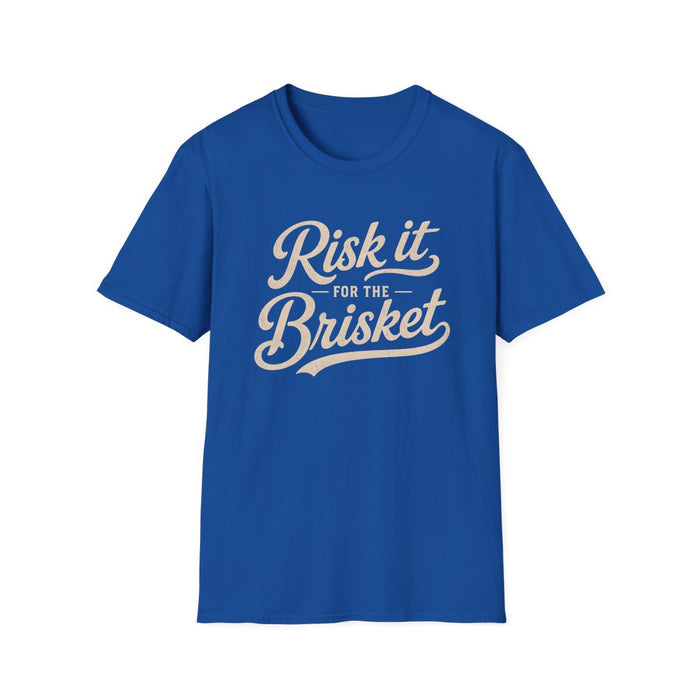 black t-shirt with risk it for the brisket bbq grill master design