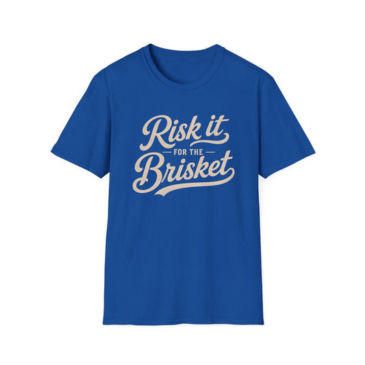 black t-shirt with risk it for the brisket bbq grill master design
