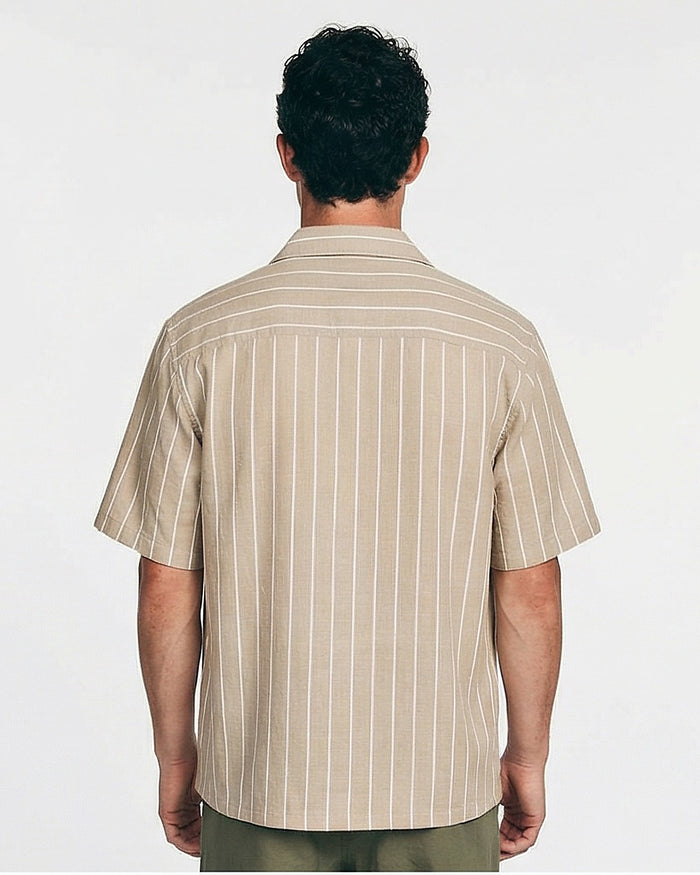 Sand Pinstripe Relaxed Fit Resort Shirt - R217162