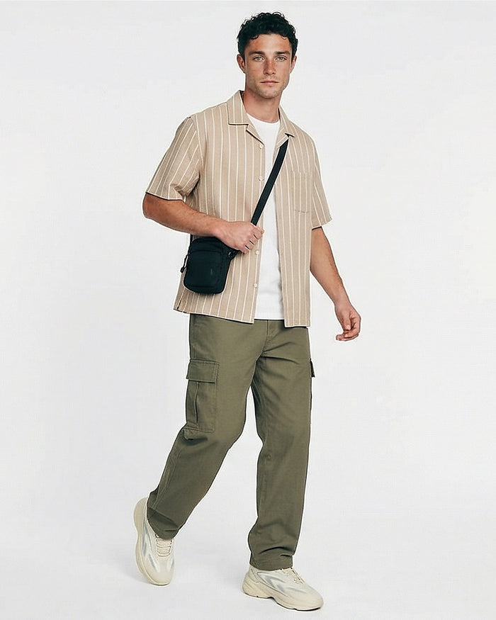 Sand Pinstripe Relaxed Fit Resort Shirt - R217162
