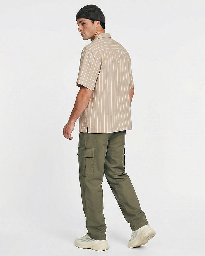 Sand Pinstripe Relaxed Fit Resort Shirt - R217162