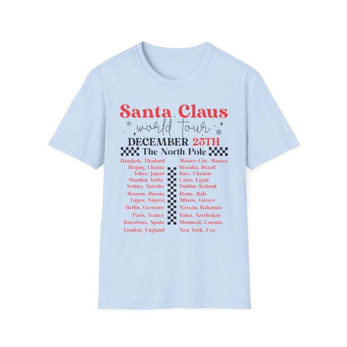 natural t-shirt with Santa Claus World Tour Christmas graphic