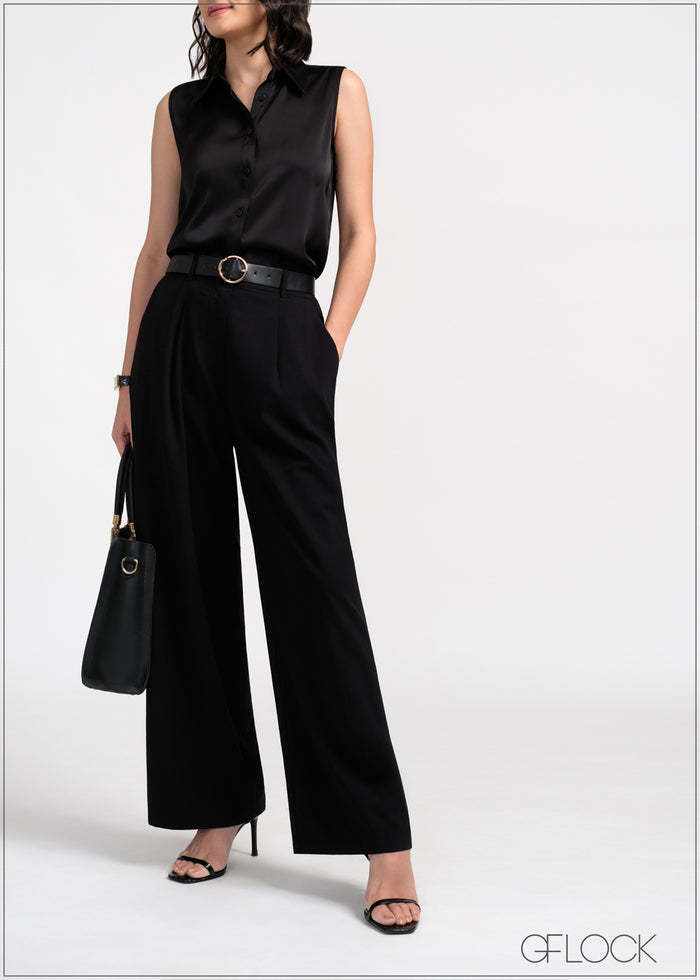 Satin Sleeveless Shirt - 190525