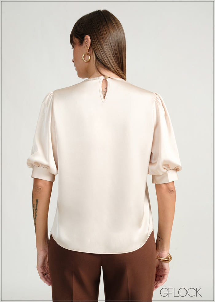 Short Balloon Sleeved Top - 160226