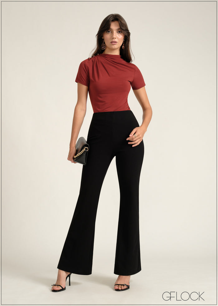 Short Sleeve High Neck Top - 030826