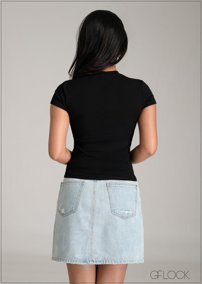 Short Sleeve Rib Top - 061225