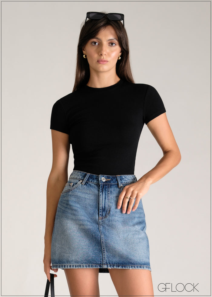 Short Sleeve Rib Top - women’s top alternate view - GFLOCK Sri Lanka