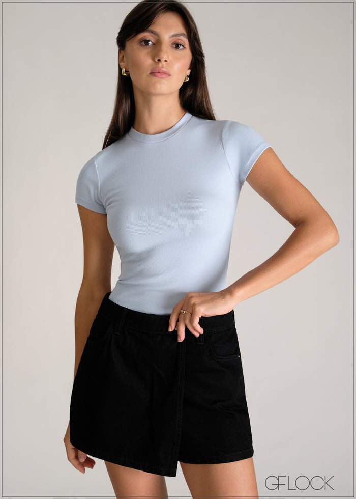 Short Sleeve Rib Top - women’s top alternate view - GFLOCK Sri Lanka