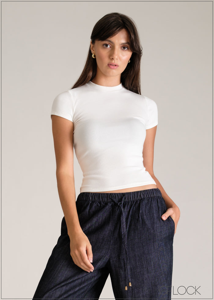 Short Sleeve Rib Top - women’s top alternate view - GFLOCK Sri Lanka
