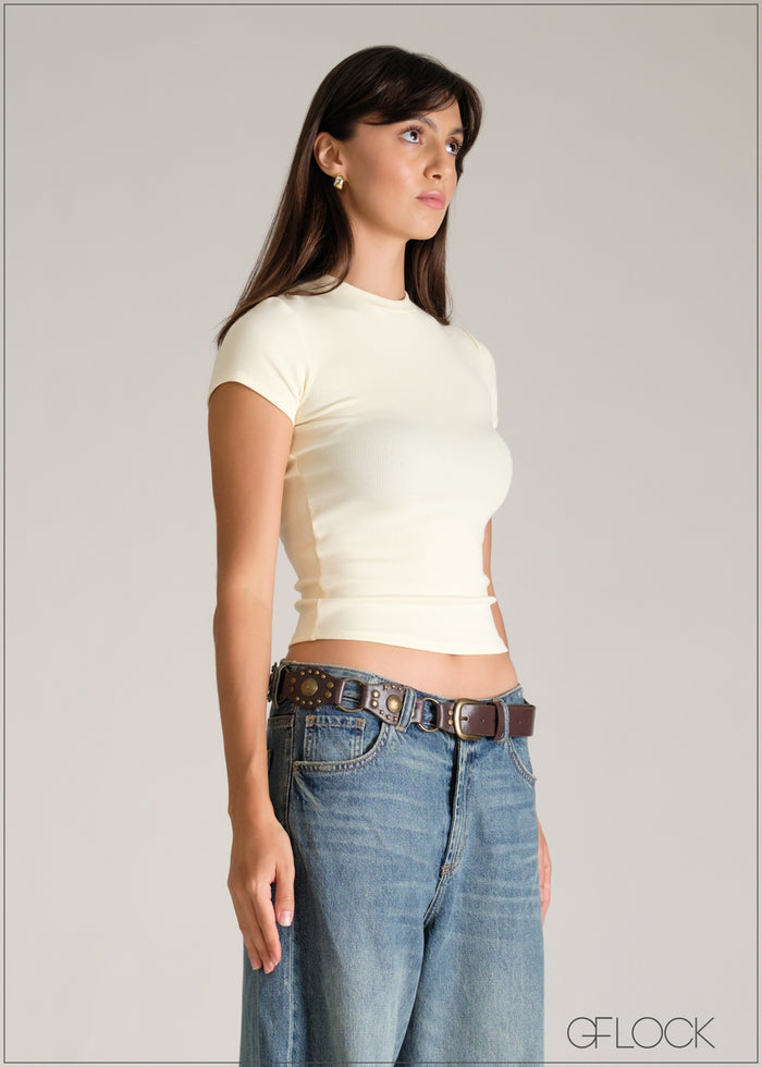 Short Sleeve Rib Top - women’s top alternate view - GFLOCK Sri Lanka