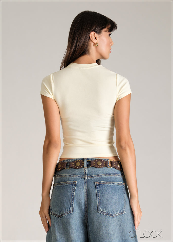 Short Sleeve Rib Top - women’s top alternate view - GFLOCK Sri Lanka