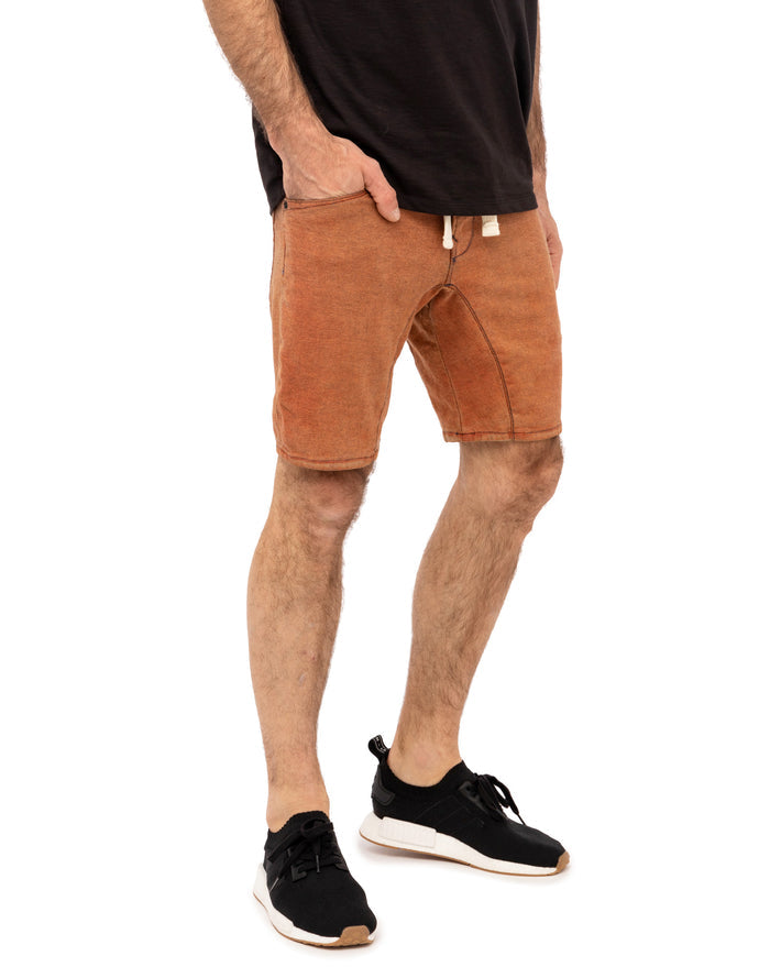 short tapered rustblue PULLIN en coton