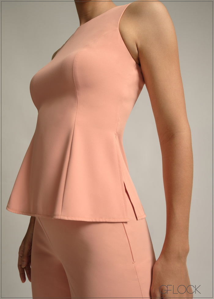 Side Slit Peplum Top - 220825