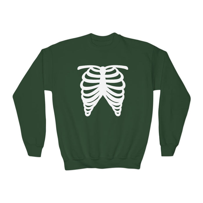 navy sweatshirt with white skeleton chest graphic kids halloween gift