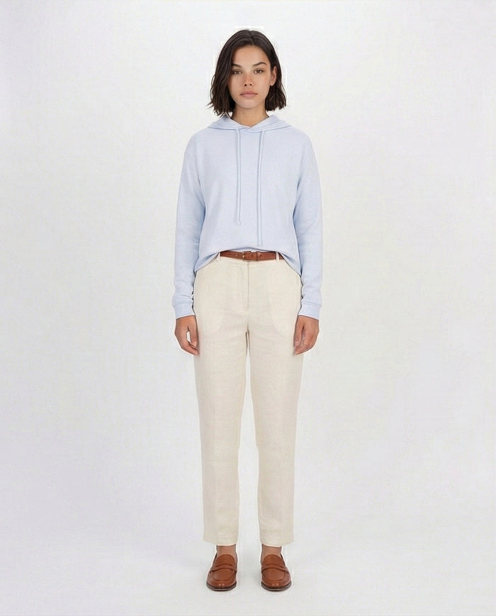 Sky Blue Soft Knit Hooded Pullover - O200387