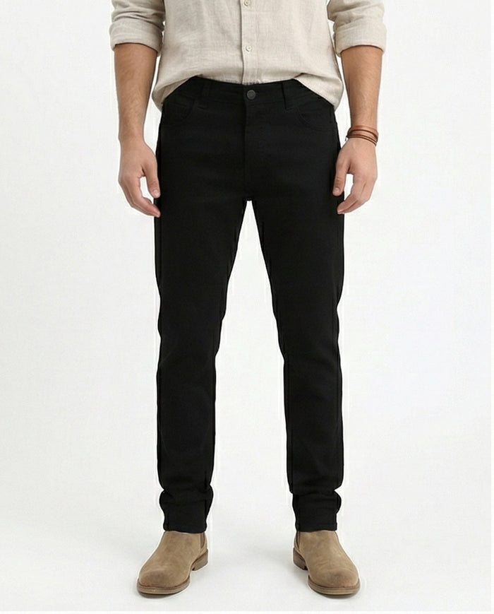 Sleek Slim-Fit Black Denim Jeans - O200507