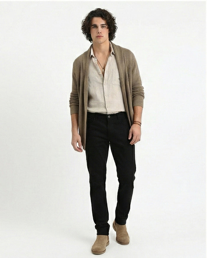 Sleek Slim-Fit Black Denim Jeans - O200507