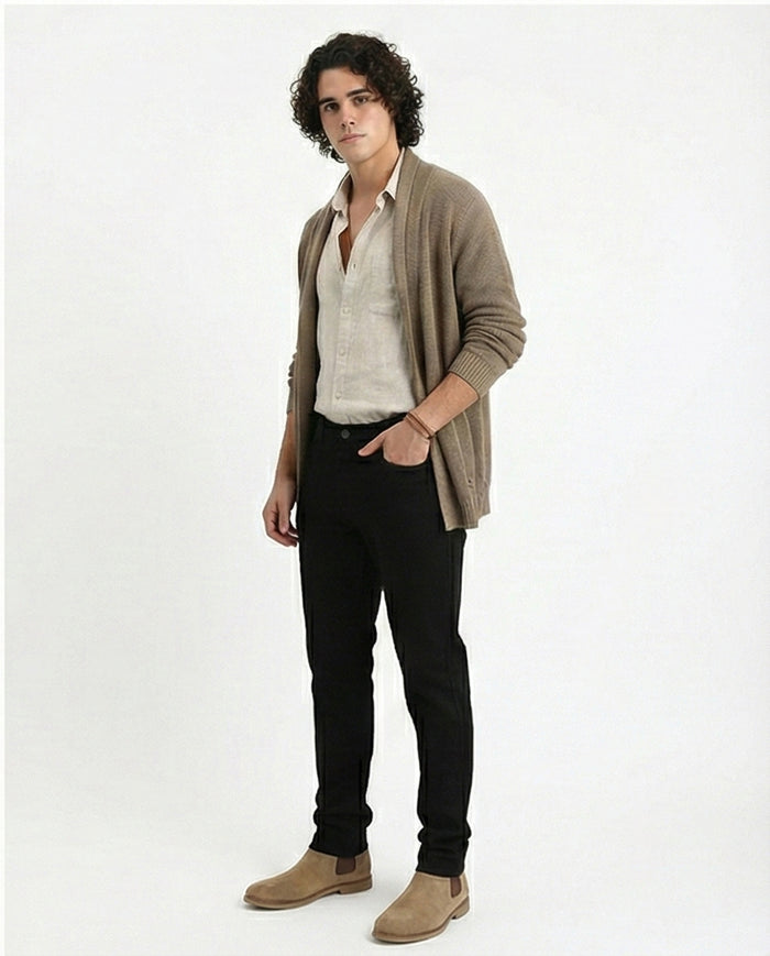 Sleek Slim-Fit Black Denim Jeans - O200507