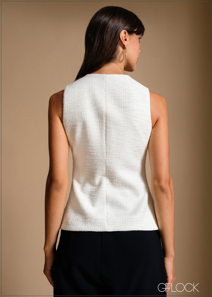Sleeveless Button Down Waistcoat - 240426