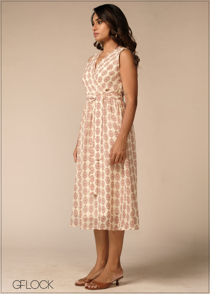 Sleeveless Gathered Dress - 100426