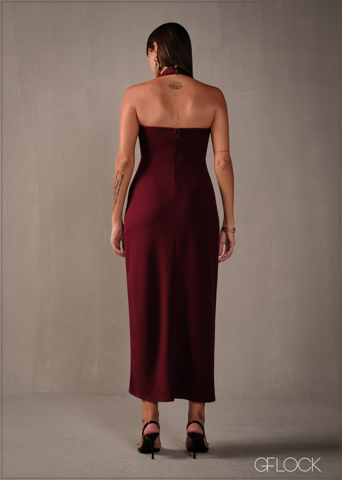 Sleeveless Halter Neck Maxi Dress - 160326