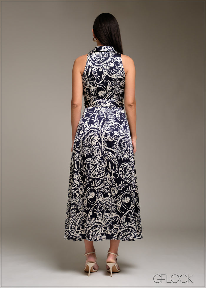 Sleeveless Midi Shirt Dress - 080925